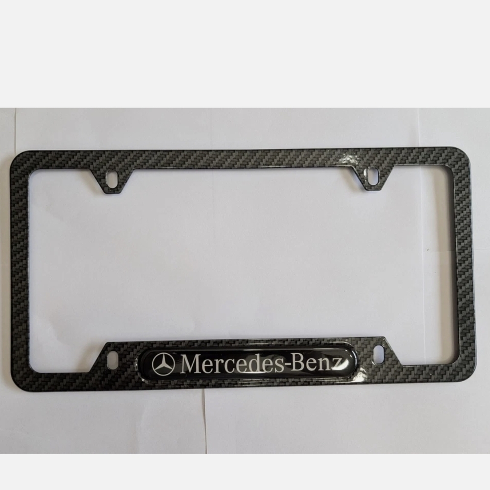 Mercedes-Benz Black Carbon Fiber License Plate Frames Set of 2 - Picture 4 of 6